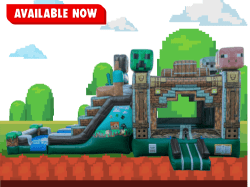 Pixel Adventure Double Water Slide Bounce House Combo